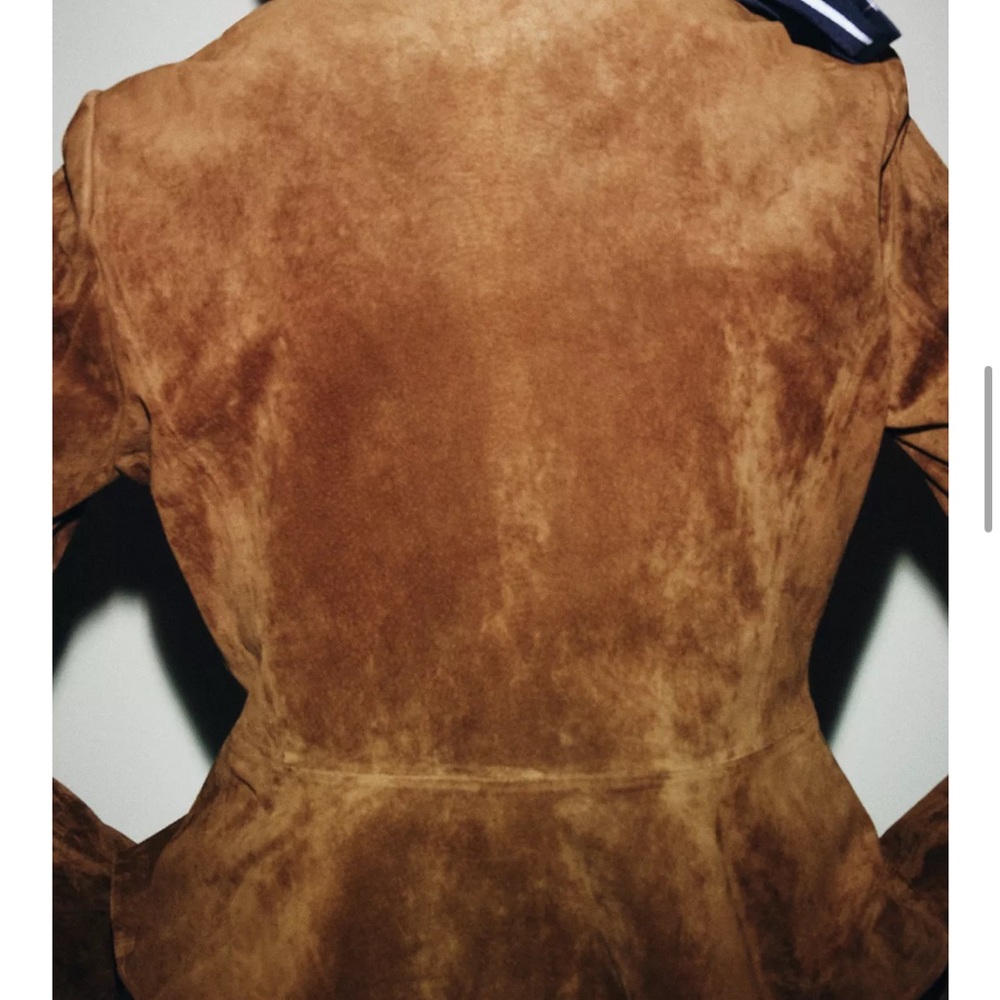 Zara NWT 100% leather jacket with flared hem 6318/232 - Picture 8 of 10